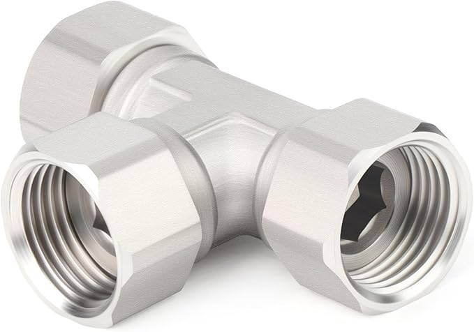 TAISHER 2PCS 304 Stainless Steel 3 Way 3 Ends Flexible Movable Tee Connector, 1/2" for Sprayer, Angled Valve, Shower Arm