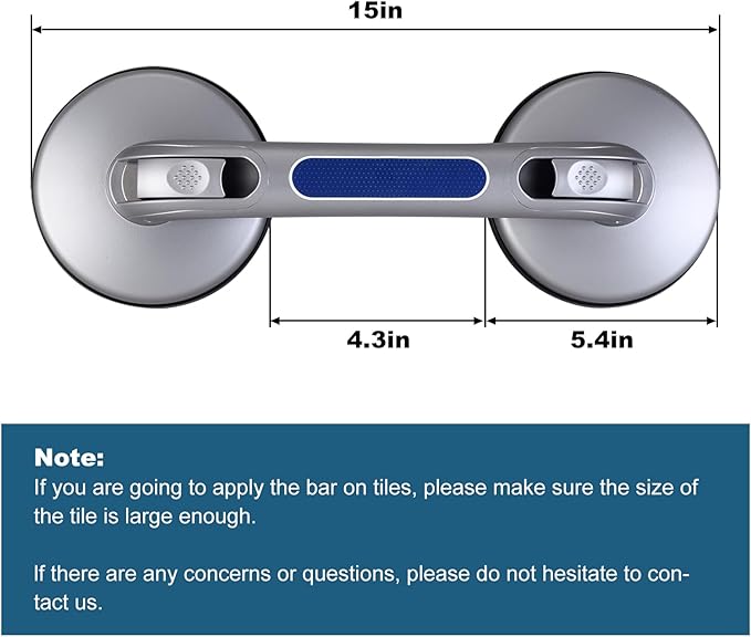 New Shower Handle Shower Grab Bars for Bathtubs and Showers,Strong Hold Suction Cup Grip Grab,Bath Handle for Handicap Elderly Seniors Bathroom Safety Grab Bar（Silver Blue）