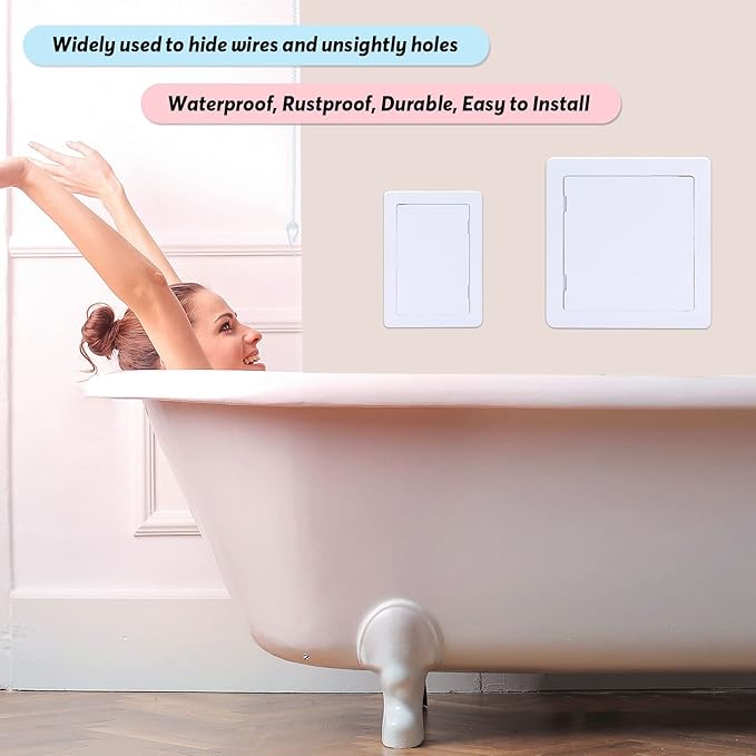 Plumbing Access Panel for Drywall 6 x 6 Inch Plastic Access Door Removable Wall Access Panel Ceiling Reinforced Hinged Durable White