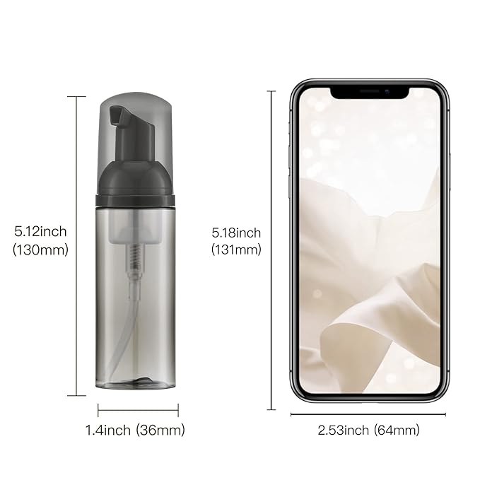 2oz Foam Bottle (3PCS) Empty Foaming Pump Dispenser for Hand Soap, Lash Cleanser, Shampoo to Travel (60ml, Black)