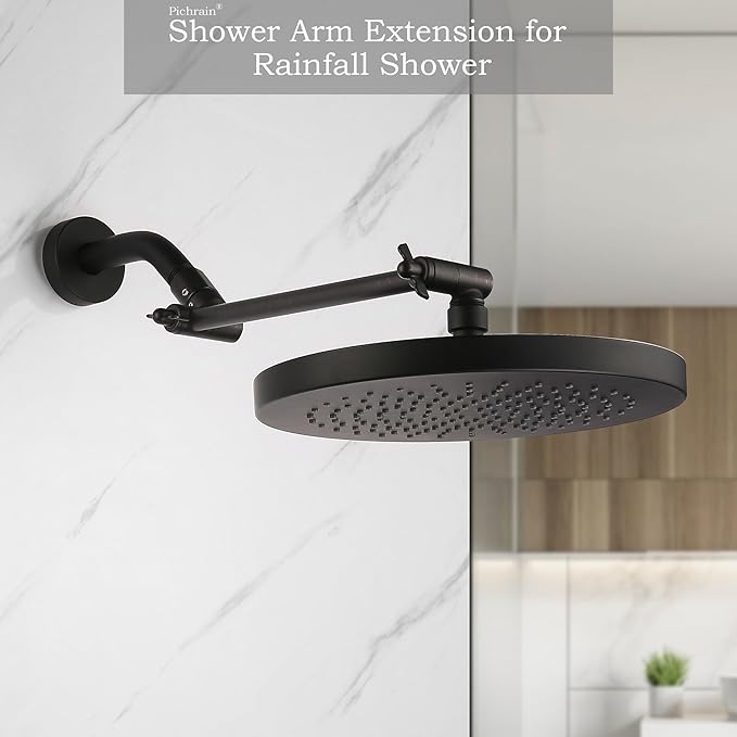 Shower Head Arm, Adjustable Shower Extension Arm for Rain Showerheads, Angle & Height Adjustable Shower Head Extender Arm, G1/2 Universal Connector, Easy to Install (Oil Rubbed Bronze, 10 Inch)