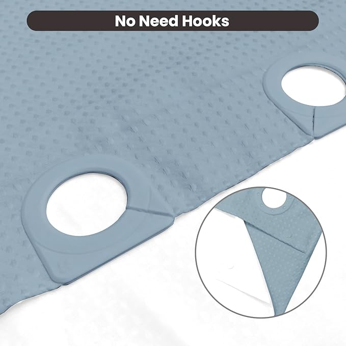 Inhousolu No Hook Waffle Weave Shower Curtain with Removable Snap in Fabric Liner Set for Bathroom, 230 GSM Heavy Duty Weighted Hem, Water Repellent Washable Bath Curtains, 72 x 84 Inch, Fog Blue