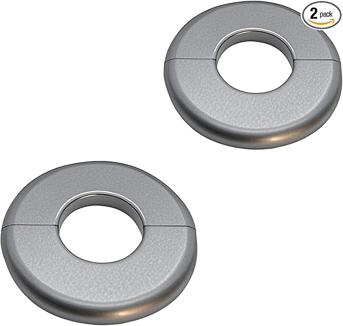 2 Pieces ABS Wall Split Flange Round Self-Adhesive Escutcheon Plate Cover Plumbing Pipe Cover for Water Pipe Faucet Decoration 1.3"/33mm, Silver