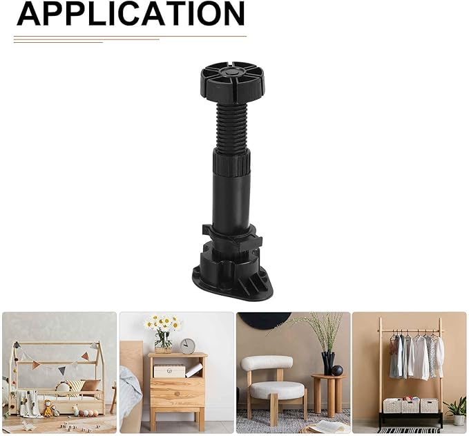 120x44mm(LxW) Adjustable Leveling Feet - 8Pack- Good for Furniture - Leveler Support Frame Replacement Legs - Black