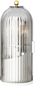 Birdcage-Style Concealed Toothbrush Holder Sliding Lid Bathroom Counter Organizer Tooth Brush Holder for Bathroom 360 Rotating Waterproof Dustproof Makeup Brushes Storage for Vanity (Black)