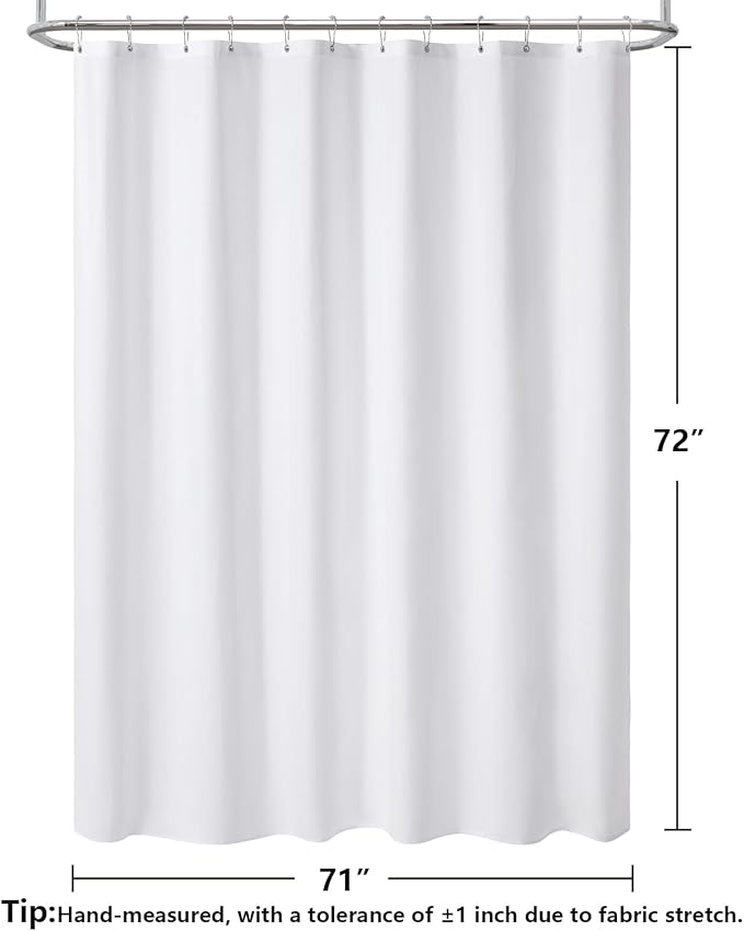 120GSM Ultimate Waterproof Fabric Shower Curtain Liner - TPU Lamination Technology with 3 Magnets,Machine Washable,71x72 Inch Soft Cloth Shower Curtain or Shower Liner,for Bathroom(White)