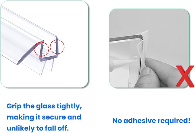36" Shower Door Bottom Seal Strip for 1/2" (12mm) Glass – Ultra Clear Polycarbonate Shower Door Sweep, Single Pack