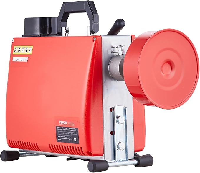 VEVOR 66FT x 5/8 Inch Drain Cleaner Machine, 250W Electric Sewer Snake Auger Manual Feed - with 7 Cutters, 2 Steel Cables (66' x 5/8" and 15' x 3/8")& CW/CCW Control for 1.6" to 4" Pipes