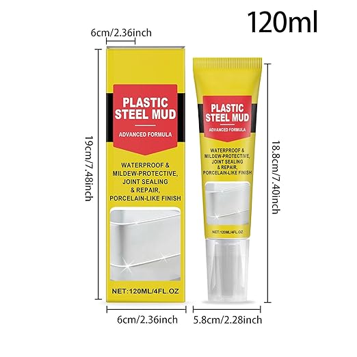 White Caulking Bathroom, 120ml Crack Proof Adhesive, Waterproof White Sealant, Silicone Material, Home Improvement Accessory with Scraper, for Kitchen Bathroom Shower Sink Basement Window