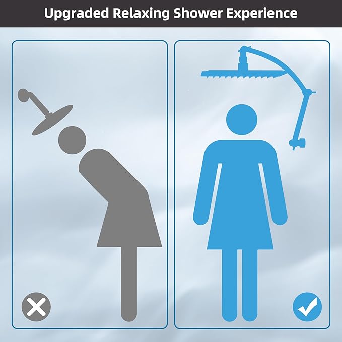 Hibbent All Metal cUPC Certified Rain Shower Head, 12'' High Pressure Rainfall Showerhead with 16" Shower Head Extension Arm, Brass Adjustable Shower Arm Extender, fixed Showerheads, Oil Rubbed Bronze