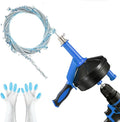 Drain Auger, Clog Remover with Drill Adapter, 25 Feet Flexible Plumbing Snake Use Manually or Powered for Kitchen, Bathroom and Shower Sink, Comes with Gloves (blue)
