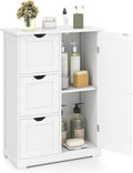 Tangkula Bathroom Floor Cabinet, Freestanding Storage Cabinet with 3 Drawers & Single Door, Adjustable Shelf, Multipurpose Bathroom Storage for Home Office, 23.5 x 12 x 32 Inches (3 Drawers, White)