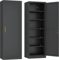 Metal Locker Tall Narrow Storage Cabinet, 67" H Locking Tool File Cabinets Snack Locker Organizer for School Classroom,Bedroom,Gym Home Office,Entryway and Hallway (20" W 1Door Black)