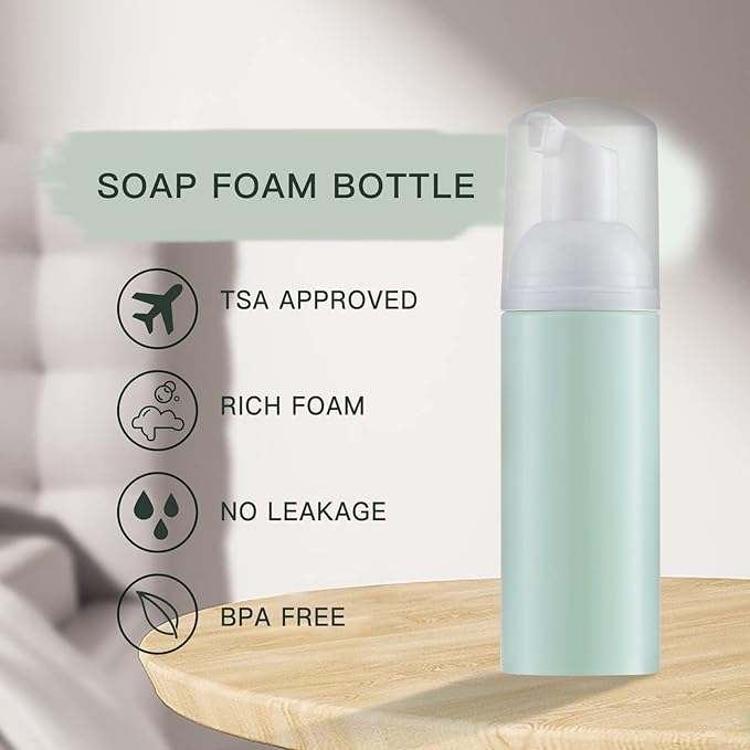 Tekson 3 PCS Soap Foam Bottle (2 oz), Empty Travel Foaming Lash Shampoo for Cleanser, Dispenser (Yellow&Green&Pink Pump)