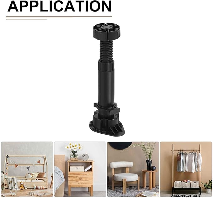 150x44mm(LxW) Adjustable Leveling Feet - 8Pack- Good for Furniture - Leveler Support Frame Replacement Legs - Black