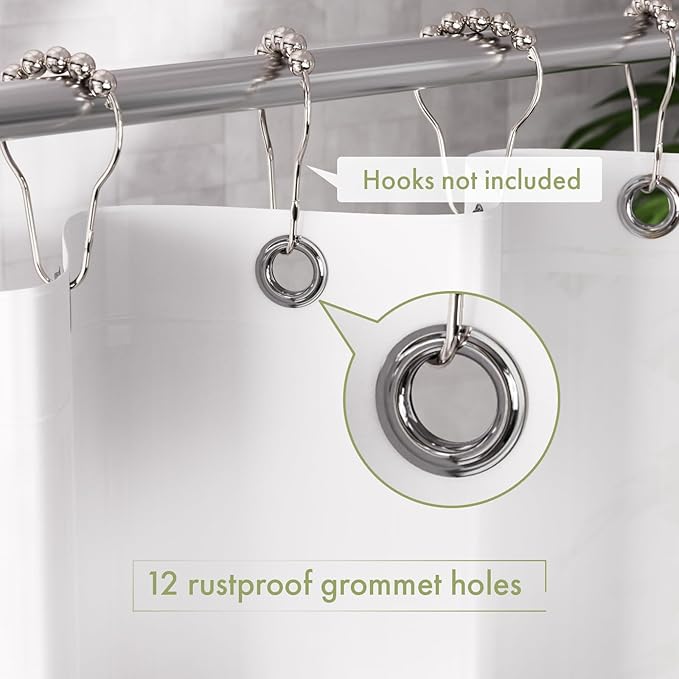 AmazerBath Shower Curtain Liner, 72x72 Plastic White Shower Curtain Liner, Cute Waterproof PEVA Shower Curtains, Lightweight Shower Curtains for Bathroom with Magnets and 12 Rustproof Grommet Holes