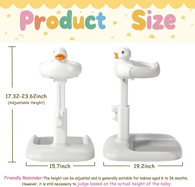 Baby Shower Stand with Anti-slip Base, Adjustable Child Stand for Shower Infant Bath Support Stand Bath Stand for Toddlers 6-36 Months (Grey)