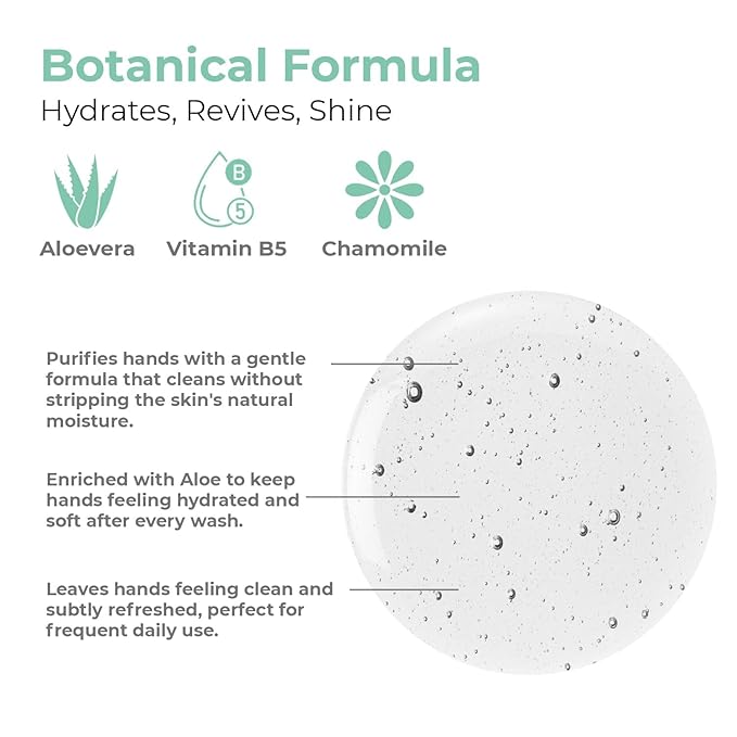 OLIOLI Botanical Hand Wash 15.2oz | Gentle, pH-Balanced Liquid Hand Soap with Aloe | Hydrating Cleanser for Soft, Refreshed Skin | Coastal-Inspired Luxury Hand Wash for Daily Use