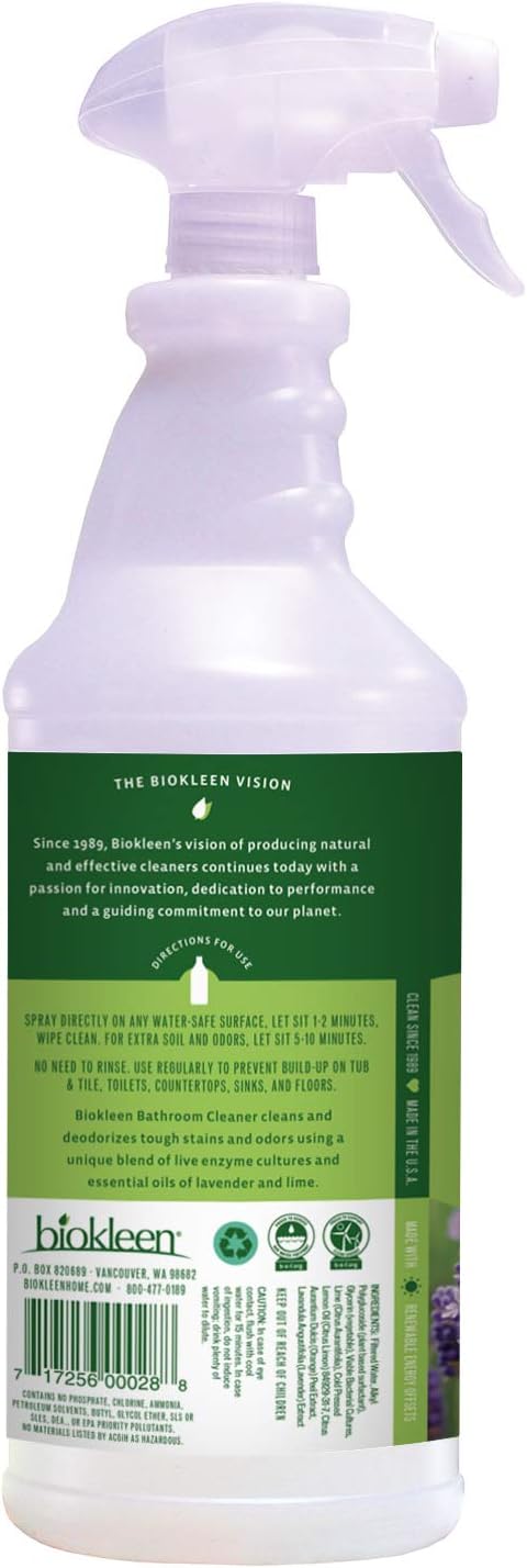 Biokleen Bac-Out Bathroom Cleaner, Eco-Friendly, Non-Toxic, Plant-Based, No Artificial Fragrance, Colors or Preservatives, 32 Ounces (Pack of 6)