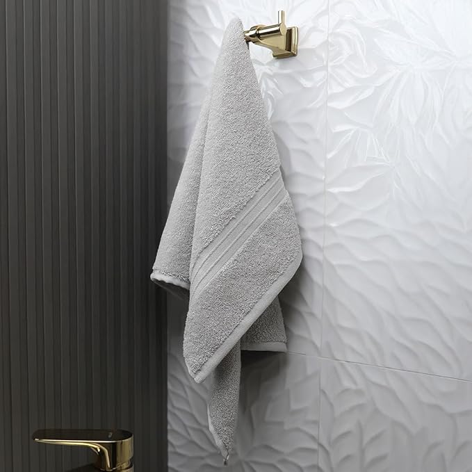 Hand Towels Pack of 4-100% Cotton & Luxury, Large (16"x 28") Absorbent, Thick, Cozy - Versatile, Perfect as Hotel Towel, Hand Towels for Bathroom - Silver Gray