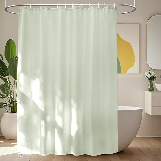 Waterproof Fabric Long Shower Curtain Liner with 3 Extra-Large Magnets, 72 x 78 inch Extra Long Green Cloth Shower Liner Machine Washable, Hotel Quality Lightweight Shower Curtain for Bathroom