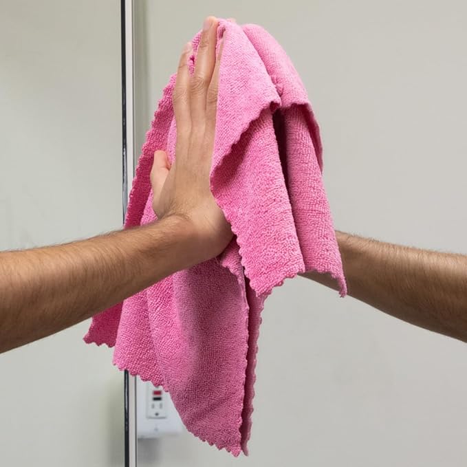 Arkwright Smart Rags in Box - (Pack of 50) Lint Free, Large Microfiber Cleaning Cloth, Scratch & Streak-Free, Dispensable Wash Towels for Cars, Kitchen, and Window Glass, Pink
