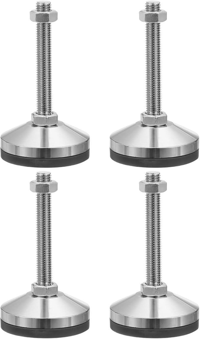 PATIKIL Furniture Leveling Feet 2.4" Dia Base M14 Thread, 4 Pcs Carbon Steel Adjustable Threaded Furniture Levelers Screw on Leg Leveler with Pads for Desk Chair Cabinet, Black