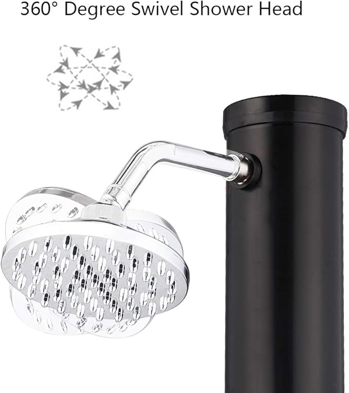 VINGLI Solar Heated Shower, 5.5 Gallon Outdoor Shower with Shower Head and Foot Shower Tap for Outdoor Backyard Poolside Beach Pool Spa,Black (5.5 Gallon)