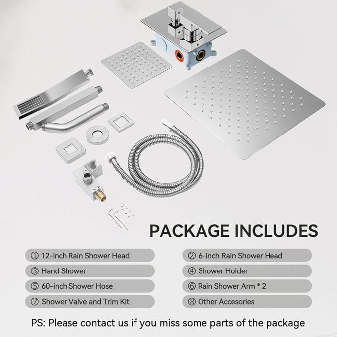 Shower Faucet Set Shower Systems, STARBATH 3 Way Shower Faucet with 2 in 1 Handheld, Ceiling Mount 12+6" Dual Rain Shower Head for Two People (6"+12" Rain Shower with Handheld, Chrome)