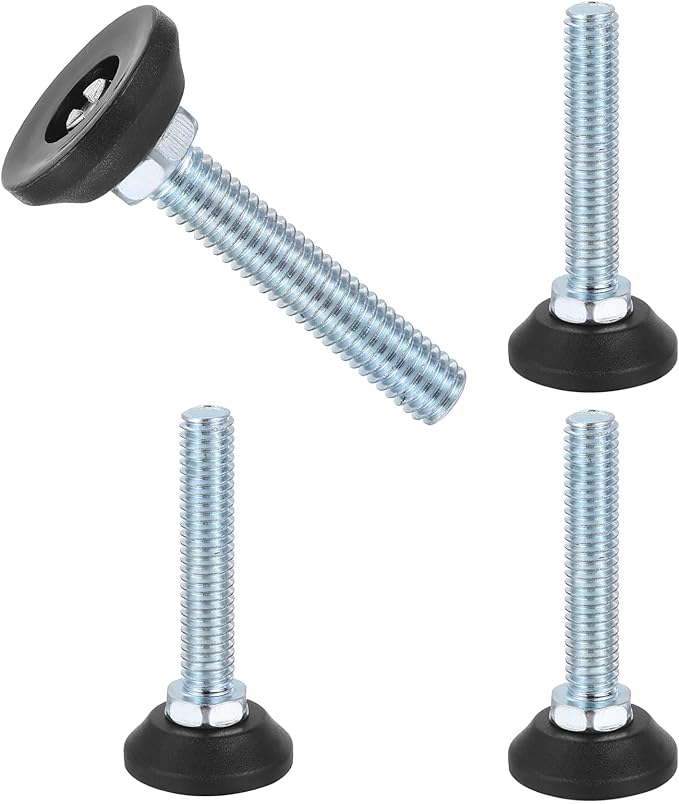uxcell 3/8"-16 Thread Furniture Feet Levelers, 4Pcs 50mm l Adjustable Furniture Feet Screw in Threaded Leveling Leg Screw on Chair Foot Glides Leveling for Table Chair Cabinet Black