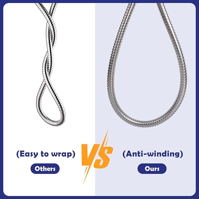Shower Hose, 90 Inch Extra-Long Stainless Steel Handheld Stainless Steel Insert and Nut,Brushed Nickel Finish