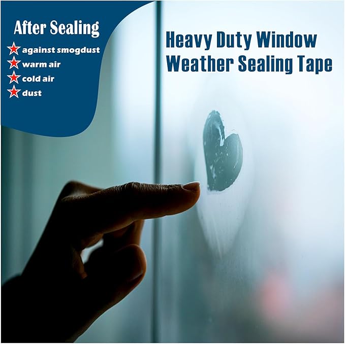 Transparent Window Weather Sealing Tape, 3-Inch x 180FT, Clear Window Draft Isolation Sealing Film Tape-Clear Draft Stopper Adhesive Tape for Doors, Windows and Shower Glass Gaps (3-Inch x 180FT)