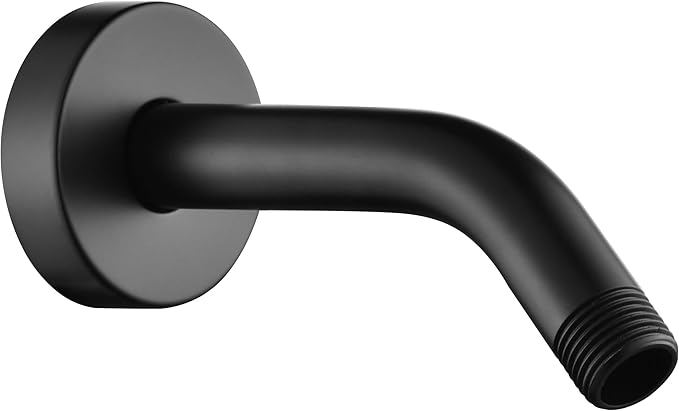 BRIGHT SHOWERS Shower Arm with Flange, Solid Brass 6 Inch Wall Mount Shower Head Extension, Extra Thick All Metal Shower Pipe Arm and Shower Neck Replacement, Matte Black