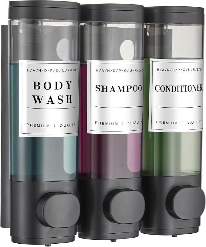 Shower Soap Dispenser Wall Mounted No Drill Shampoo Dispenser for Shower Wall Shampoo and Conditioner Dispenser Bathroom Hotel 3 * 300ml Black3 Self
