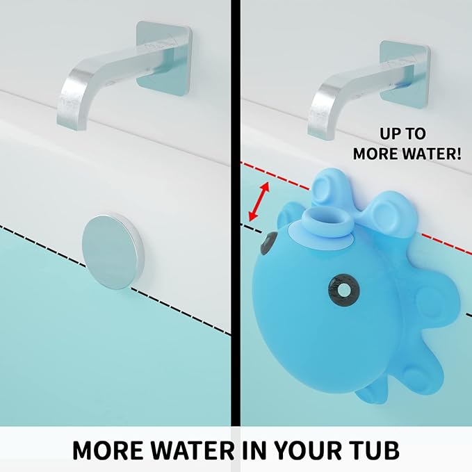 Bathtub Overflow Drain Cover Tub - Silicone Bathroom Overflow Drain Cover, Bath Tub Overflow Cover, Bathroom Spa Accessories, Adds Inches of Water for Deeper&Warmer Bath，Blue