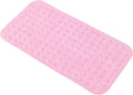 Anti-Slip Bathtub Shower mat, 27.5×14.5（Approximately 70×37cm） inch Soft Oversized Machine Washable Non-Slip Bathtub mat with Drainage Holes, Bathroom Floor Suction Cup.（1-Clear Pink）