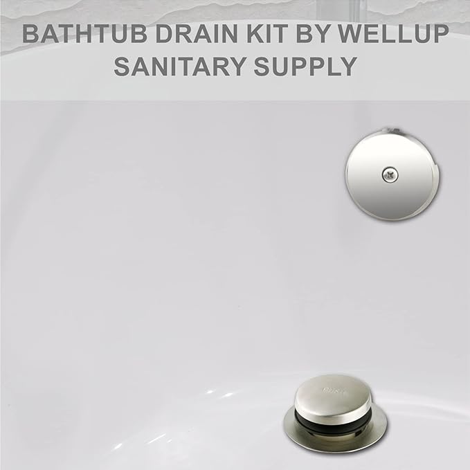 Tub Drain Tip Toe Bathtub Drain Conversion Kit Assembly, Replacement Bath Drain Trim Kit with Single Hole Overflow Faceplate and Fine/Coarse Thread, Brushed Nickel
