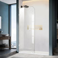 Frameless Shower Door, 26" W ×78" H Fixed Shower Glass Panel with Clamps, 3/8" (10mm) Glass Shower Doors, Clear Tempered Bathroom Shower Panel in Polished Chrome Finish