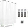 Clawfoot Tub Shower Curtain Warp Around, 180x70 Inches Clear Shower Curtain Plastic Liner Round for Bathroom Extra Wide with 36 Metal Hooks PEVA Waterproof, White Translucent