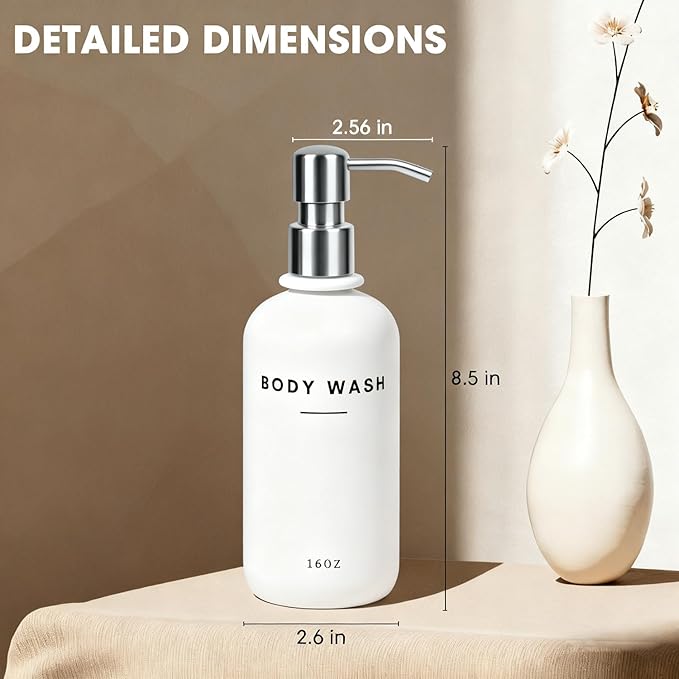 Set of 3 Shampoo and Conditioner Dispenser - 16oz Durable Shower Soap Dispenser and Shampoo Bottles - Easy to Refill Bathroom Decor
