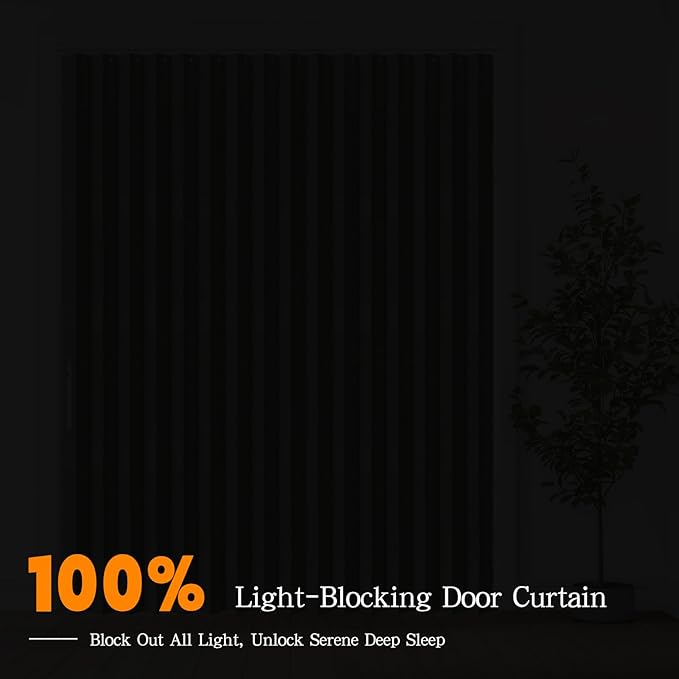 Accordian Door Curtain, 100% Blackout Folding Magnetic Doorway Curtains,Linen Style Closet Doors,for Room Divider,Privacy Protection（W72 x L78,Grey,1 Panel）