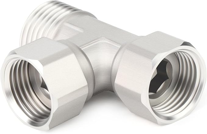 TAISHER 2PCS 304 Stainless Steel 3 Way Left&Top 2 Ends Flexible Movable Tee Connector, 1/2" Male for Sprayer, Angled Valve, Shower Arm