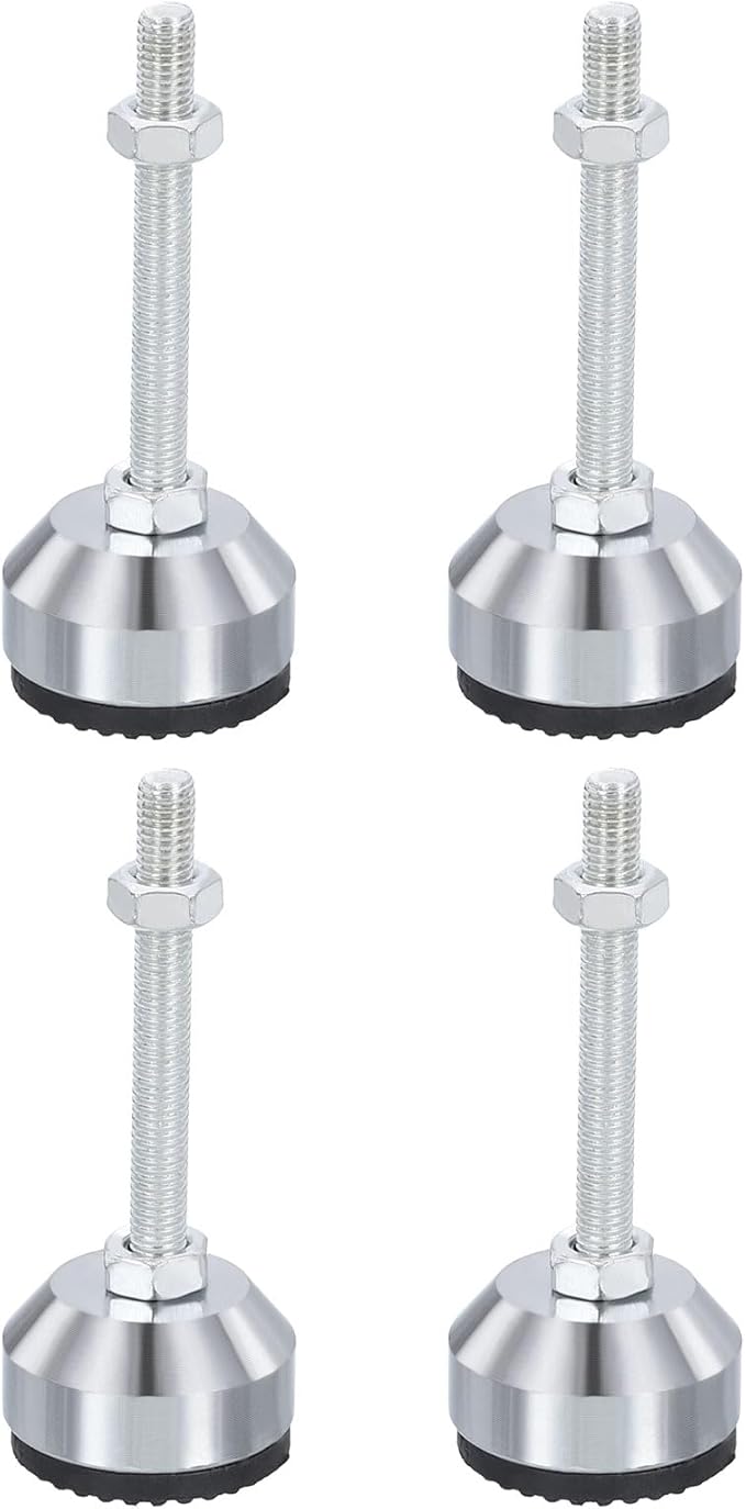 PATIKIL Furniture Leveling Feet 1.6" Dia Base M8 Thread, 4 Pcs Carbon Steel Adjustable Threaded Furniture Levelers Screw on Leg Leveler with Pads for Desk, Black
