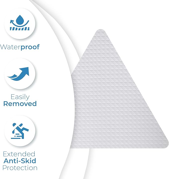 Anti Slip Shower Stickers 24 PCS, Invisible Non-Slip Shower Strips for Adults, Premium Adhesive Bath Tub Stickers (Clear)