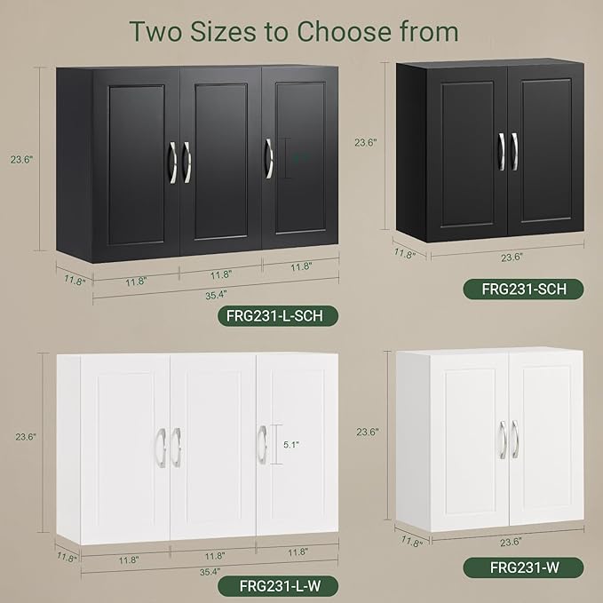 Haotian Wall Cabinet for Laundry Room, Wall Storage Medicine Cabinet for Bathroom Kitchen Garage, Linen Tower Bath Cabinet with Shelf, White FRG231-L-W