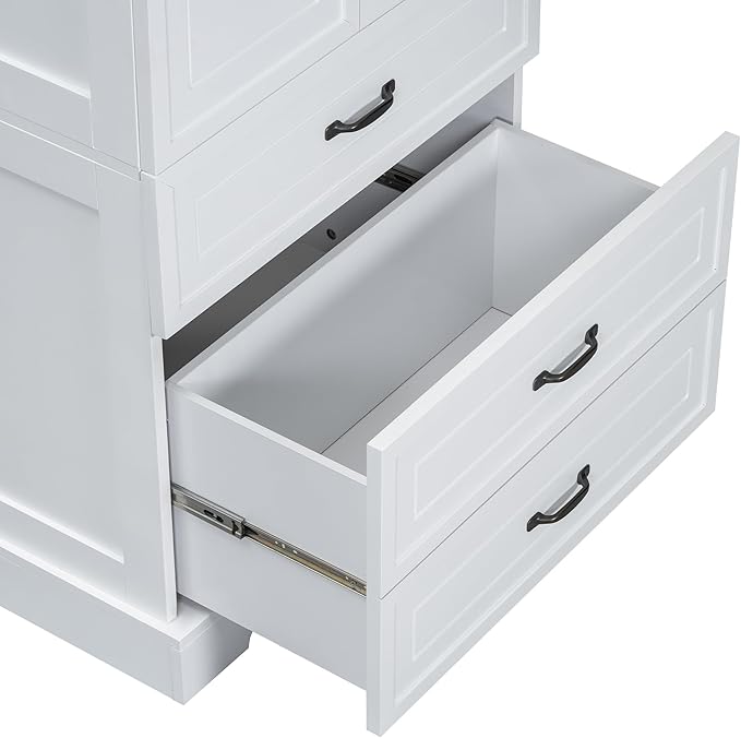 Favfurish 69" Tall Bathroom Storage Cabinet with Doors and 2 Drawers,Modern Linen Cabinets w/Adjustable Shelf & Magnetic Door Stopper,Freestanding Organizer for Dining Room,Kitchen,Office,White