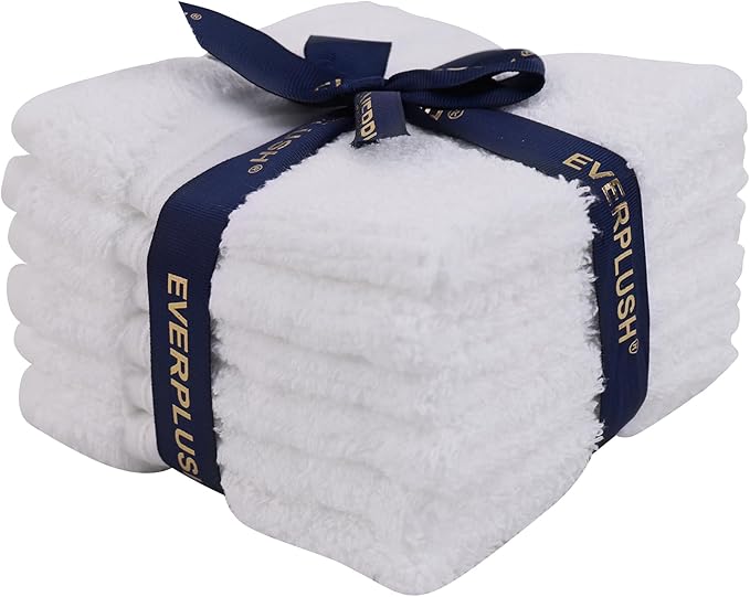 Everplush Youth Style 6-Piece Wash Cloth Set - Cotton + Microfiber, High Absorbency, Extra Soft, Fluffy, Skin-Friendly Cotton, Durable, Face & Hand Use