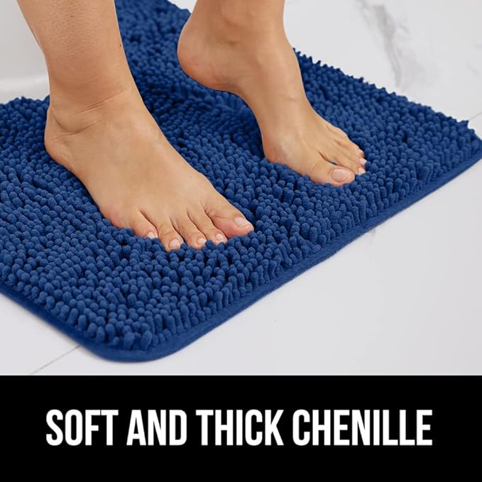 GORILLA GRIP Bath Rug Mat 60x24, Thick Soft Absorbent Chenille, Quick Dry Microfiber Mats, Rubber Backing Machine Washable Shower Floor Rugs, Bathmat Runner, Bathroom Home Decor Accessories Royal Blue