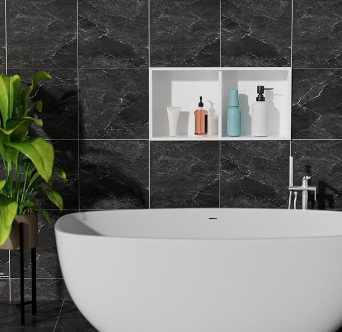 Recessed Wall Niche for Shower Room Storage,Double-Layer Shelves,Wall Insert Tile Ready,Stainless Steel(White, 24 * 12 in)