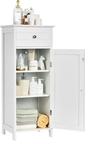 DORTALA Bathroom Floor Cabinet, Free-Standing Wooden Floor Storage Cabinet w/Large Drawer & 2 Adjustable Shelves, Morden Side Storage Bathroom Organizer for Living Room, White